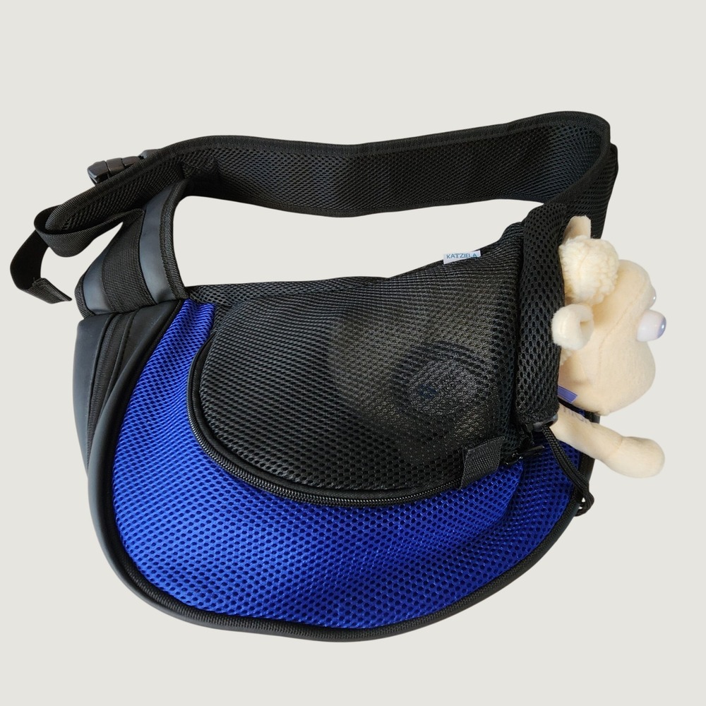 NWOT Katziela Hands-Free Pet Carrier Sling Bag Breathable Blue Mesh Travel Tote